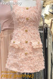 Weiyinxing Quality French Luxury Tassel Small Fragrant Tweed Dresses For Women 2023 Korean Sweet Fashion Summer Dress Party Vestidos