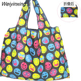 Weiyinxing Reusable Grocery Shopping Bag Ladies Tote 50lb Fashion Pocket Shoulder Bag Foldable Eco Bag Washable