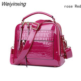Weiyinxing YIDE New Designer Women's Handbags Quality Oil Pu Women Messenger Bag Crocodile Pattern Patent Leather Shoulder Bags Ladies