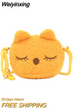 Weiyinxing Cute Children's Crossbody Bags Soft Plush Cat Kindergarten Girls Shoulder Bag Lovely Baby Kids Mini Coin Purse Handbags