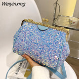 Weiyinxing designer purses and handbags for women Sequined tote bag Shining fashion crossbody bags lady shoulder evening clutch 2023