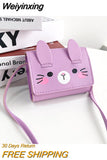 Weiyinxing Color Princess Accessories Coin Purse Lovely Baby Girls Small Square Crossbody Bags Cute Rabbit Children's Shoulder Bag