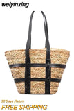 weiyinxing Large Rattan Basket Bag Designer Wicker Women Shoulder Bags Luxury Straw Handbag Summer Beach Big Shopper Purse Bali Sac