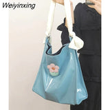 Weiyinxing Flower Retro Cute Y2K PVC Patent Leather Hand Messenger Bag Large Capacity Tote Bag Women Bag Handbags Shoulder Bag Purse