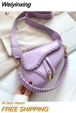 Weiyinxing Saddle Women Bag One Shoulder Handle Trend Casual Hasp Zipper PU Material Polyester Inside Lock Ornament Bag