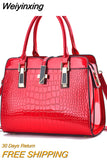 Weiyinxing Shiny Leather Women's Handbag 2023 Autumn/Winter New High Capacity Crocodile Pattern One Shoulder Crossbody Bag
