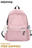 weiyinxing New Nylon Women Backpack Female Letter Printing Portable Travel Bag Preppy Girl Student Schoolbag Pink Backpack Bookbag