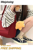 Weiyinxing Women's Bag Ins Simple Solid Color Versatile Japanese Messenger Single Shoulder Sail Schoolbag for Men and Women