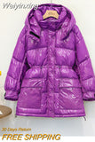 Weiyinxing Down Parka Oversize 2023 90% White Duck Down Jacket Winter Candy Bright Coat Women Snow Clothes Loose Medium Long