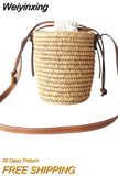 Weiyinxing Women Bags Round Straw Tote Raffia Round Barrel Straw Woven Crossbody Bag Handbags Beach Shoulder Bag for Women 2023