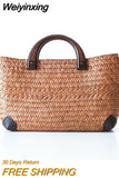 Weiyinxing Straw Bag Retro Rattan Straw Women Handy Beach Bag Simple Art Weaving Bag bolso mujer bandolera bolsas Fashion Bag