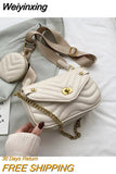 Weiyinxing PU Leather Shoulder Bag For Women 2023 new purse and Handbags Female Travel Crossbody Bag ladies chain Sling bag 2 PCS/SET