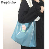 Weiyinxing Flower Retro Cute Y2K PVC Patent Leather Hand Messenger Bag Large Capacity Tote Bag Women Bag Handbags Shoulder Bag Purse