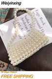 Weiyinxing Brand Hand-woven Pearl Bags Lady Beaded Shoulder Bag Women Party Vintage Handbag Ins Small Bag Cross body Bag