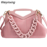 Weiyinxing Brand Handbag Women Inverted Triangle Handle Leather Hand Pouch Classic Crossbody Bags For Women Tote Bag Lady Satchel