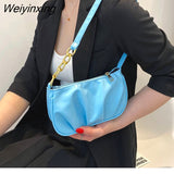 Weiyinxing Pattern Half-Moon Design Leather Crossbody Bags For Women Simple Style Ladies Vintage Trend Armpit Shoulder Handbags