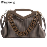 Weiyinxing Brand Handbag Women Inverted Triangle Handle Leather Hand Pouch Classic Crossbody Bags For Women Tote Bag Lady Satchel