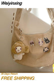 Weiyinxing Japanese Harajuku Ancient Girl Crossbody Bag Korean Retro Style Literature Dumpling Bag Corduroy Shoulder Bag
