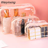 Weiyinxing Travel Organizer Clear Makeup Bag Women Beauty Toiletry Kit Wash Pouch Transparent PVC Small Large Cosmetic Wash Zipper Bag