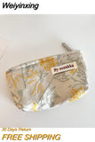 Weiyinxing Jacquard Flower Women's Cosmetic Bag Simple Portable Ladies Small Coin Purse Floral Handbags Student Girls Storage Bags