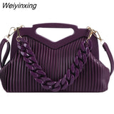 Weiyinxing Brand Handbag Women Inverted Triangle Handle Leather Hand Pouch Classic Crossbody Bags For Women Tote Bag Lady Satchel