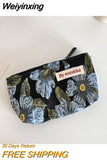 Weiyinxing Jacquard Flower Women's Cosmetic Bag Simple Portable Ladies Small Coin Purse Floral Handbags Student Girls Storage Bags