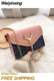 Weiyinxing Square Bag 2023 Fashion Shoulder Bags for Women Crossbody Daily Wild Chain Simple Leather Female Messenger Phone Wallet