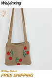 Weiyinxing Cherry Children Small Handbag Knitted Woolen Baby Girl Shoulder Bag Winter Vintage Boy Kids Mini Coin Purse Messenger Bags