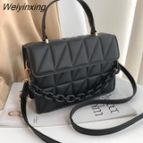 Weiyinxing Plaid Women Shoulder Bag Fashion Chain Crossbody Bags Brand Designer Handbags and Purses Small Flap Top Handle Bags