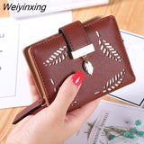 Weiyinxing Women's Purse Short Zipper Wallet Women Leather 2023 Luxury Brand Small Women Wallets Clutch Bag With Hollow Out Leaves