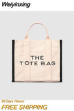 Weiyinxing Casual Canvas Large Capacity Tote Bag Women Handbags Designer Letters Shoulder Crossbody Bags Luxury Big Shopper Bag Purse
