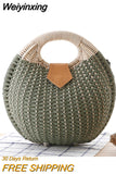 Weiyinxing Shell Round Wicker Woven Women Handbags Designer Rattan Lady Shoulder Crossbody Bags Casual Summer Beach Straw Bag Purse