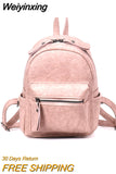 Weiyinxing New Women Backpack Quality Soft PU Leather Backpacks Travel Multi-Function Back-pack Mini Branded Girls College schoolbag