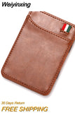 Weiyinxing Fashion Solid Mini Leather Magic Wallet Men Small Money Clips Bank Credit Card Purse ID Cash Holder For Man