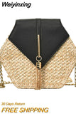 Weiyinxing rattan women shoulder bags chic hexagon wicker woven crossbody bag lady summer beach straw bags handmade small purses