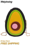 Weiyinxing Fruit Avocado Purses and Handbag for Women Cute Girls Chain Shoulder Bag Round Leather Small Crossbody Bag Novelty Purses