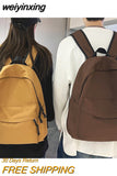 weiyinxing Solid Color Large Backpack Young Girls Men Korean Style Kawaii School Bag Shoulder Bag High School Students Nylon Backpacks
