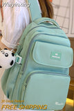 Weiyinxing Women Cute Green Student Backpack Fashion Kawaii Girl School Bags Female Laptop College Backpack Trendy Cool Lady Nylon Book Bag