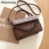 Weiyinxing Plaid Women Shoulder Bag Fashion Chain Crossbody Bags Brand Designer Handbags and Purses Small Flap Top Handle Bags