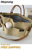 Weiyinxing Women's Retro Large Size Bags Cotton Canvas Shoulder Bag Fashion Crossbody Handbag Zipper Casual Tote Multi Pocket