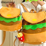 Weiyinxing Cartoon Burger Kawaii Funny Shoulder Bag Backpack Women Bag Large Capacity Backpack School Bags Storage Bag