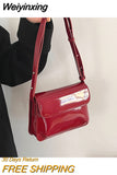 Weiyinxing Bag Red Patent Leather Women's Shoulder Bag Fashion Ladies Small Square Purses and Handbags Simple Female Crossbody Bags