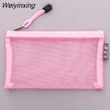 Weiyinxing Pcs Transparent Grid Zipper Pen Bag Pencil Case Storage Package For Girls Korean Stationery School Supplies School Student