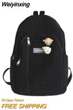 Weiyinxing Soft Corduroy Woman Backpack School Backpack for Teenage Girls Harajuku Female Fashion Travel Bag Student Lady Book BagPack