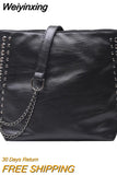 Weiyinxing Rivet Crossbody Bags For Women Soft Pu Leather Bucket Bags Female Chain Bag Daily Travel Tote Bags bolsa feminina