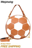 Weiyinxing Fashion Women Ball Bag Soft PU Leather Round Crossbody Thick Chain Hand Bags And Purses Female Basketball Bag Woven Bag