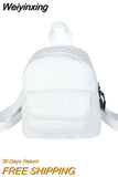 Weiyinxing Women Mini Backpack Solid Color Corduroy Small Backpacks Simple Casual Student Bookbags Traveling Backpacks 2023