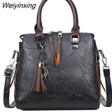 Weiyinxing PU Leather Ladies HandBags Women Messenger Bags TotesTassel Designer Crossbody Shoulder Bag Boston Hand Bags Hot Sale