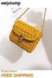 weiyinxing Handmade Woven Crossbody Bag for Women Designer Knitting Chains Shoulder Bag Casual Lady Small Flap Female Purses 2023
