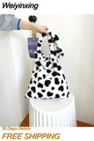 Weiyinxing Women's Girls Plush Handbag Mini Love Clutch Ladies Shoulder Underarm Bag Female Leopard Tote Purse Street Travel Bags